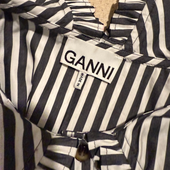 GANNI Mini Shirt Dress w/ Peter Pan Collar - Picture 8 of 9